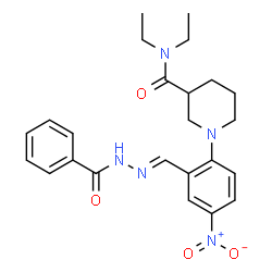 ChemSpider 2D Image | 1-{2-[(E)-(Benzoylhydrazono)methyl]-4-nitrophenyl}-N,N-diethyl-3-piperidinecarboxamide | C24H29N5O4