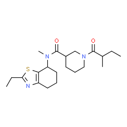 ChemSpider 2D Image | N-(2-Ethyl-4,5,6,7-tetrahydro-1,3-benzothiazol-7-yl)-N-methyl-1-(2-methylbutanoyl)-3-piperidinecarboxamide | C21H33N3O2S