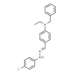ChemSpider 2D Image | N-Benzyl-N-ethyl-4-{(E)-[(4-fluorophenyl)hydrazono]methyl}aniline | C22H22FN3