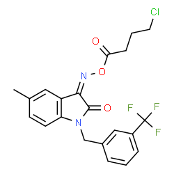 ChemSpider 2D Image | (3Z)-3-{[(4-Chlorobutanoyl)oxy]imino}-5-methyl-1-[3-(trifluoromethyl)benzyl]-1,3-dihydro-2H-indol-2-one | C21H18ClF3N2O3