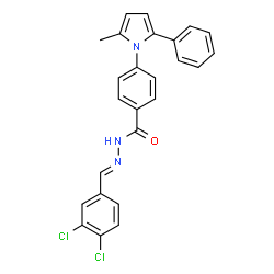 ChemSpider 2D Image | N'-[(E)-(3,4-Dichlorophenyl)methylene]-4-(2-methyl-5-phenyl-1H-pyrrol-1-yl)benzohydrazide | C25H19Cl2N3O