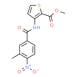 ChemSpider 2D Image | methyl 3-({4-nitro-3-methylbenzoyl}amino)-2-thiophenecarboxylate | C14H12N2O5S