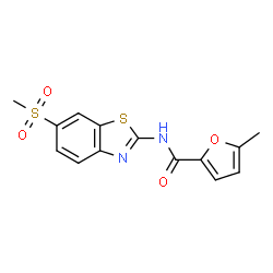 ChemSpider 2D Image | 5-Methyl-N-[6-(methylsulfonyl)-1,3-benzothiazol-2-yl]-2-furamide | C14H12N2O4S2