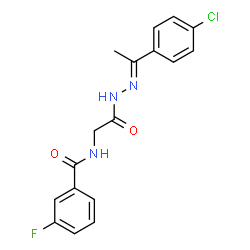 ChemSpider 2D Image | N-(2-{(2E)-2-[1-(4-Chlorophenyl)ethylidene]hydrazino}-2-oxoethyl)-3-fluorobenzamide | C17H15ClFN3O2