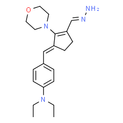 ChemSpider 2D Image | N,N-Diethyl-4-[(E)-{3-[(E)-hydrazonomethyl]-2-(4-morpholinyl)-2-cyclopenten-1-ylidene}methyl]aniline | C21H30N4O