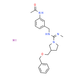 ChemSpider 2D Image | N-[3-({[(Z)-{3-[(Benzyloxy)methyl]-1-pyrrolidinyl}(methylimino)methyl]amino}methyl)phenyl]acetamide hydroiodide (1:1) | C23H31IN4O2