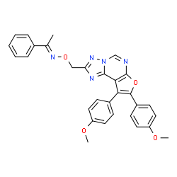 ChemSpider 2D Image | (1E)-N-{[8,9-Bis(4-methoxyphenyl)furo[3,2-e][1,2,4]triazolo[1,5-c]pyrimidin-2-yl]methoxy}-1-phenylethanimine | C30H25N5O4