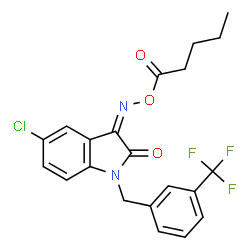 ChemSpider 2D Image | (3Z)-5-Chloro-3-[(pentanoyloxy)imino]-1-[3-(trifluoromethyl)benzyl]-1,3-dihydro-2H-indol-2-one | C21H18ClF3N2O3