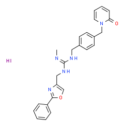 ChemSpider 2D Image | 2-Methyl-1-{4-[(2-oxo-1(2H)-pyridinyl)methyl]benzyl}-3-[(2-phenyl-1,3-oxazol-4-yl)methyl]guanidine hydroiodide (1:1) | C25H26IN5O2