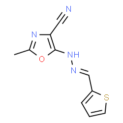 ChemSpider 2D Image | 2-Methyl-5-[(2E)-2-(2-thienylmethylene)hydrazino]-1,3-oxazole-4-carbonitrile | C10H8N4OS