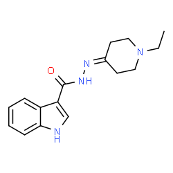 ChemSpider 2D Image | N'-(1-Ethyl-4-piperidinylidene)-1H-indole-3-carbohydrazide | C16H20N4O