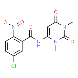 ChemSpider 2D Image | 5-Chloro-N-(1,3-dimethyl-2,6-dioxo-1,2,3,6-tetrahydro-4-pyrimidinyl)-2-nitrobenzamide | C13H11ClN4O5