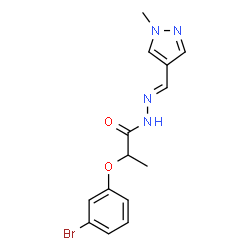 ChemSpider 2D Image | 2-(3-Bromophenoxy)-N'-[(E)-(1-methyl-1H-pyrazol-4-yl)methylene]propanehydrazide | C14H15BrN4O2