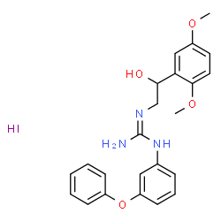 ChemSpider 2D Image | 2-[2-(2,5-Dimethoxyphenyl)-2-hydroxyethyl]-1-(3-phenoxyphenyl)guanidine hydroiodide (1:1) | C23H26IN3O4