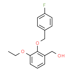 ChemSpider 2D Image | {3-Ethoxy-2-[(4-fluorobenzyl)oxy]phenyl}methanol | C16H17FO3