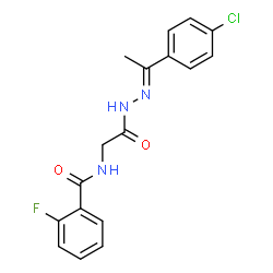 ChemSpider 2D Image | N-(2-{(2E)-2-[1-(4-Chlorophenyl)ethylidene]hydrazino}-2-oxoethyl)-2-fluorobenzamide | C17H15ClFN3O2