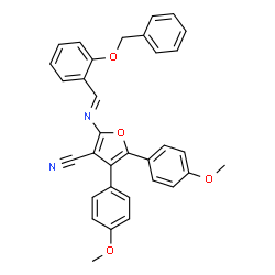 ChemSpider 2D Image | 2-{(E)-[2-(Benzyloxy)benzylidene]amino}-4,5-bis(4-methoxyphenyl)-3-furonitrile | C33H26N2O4