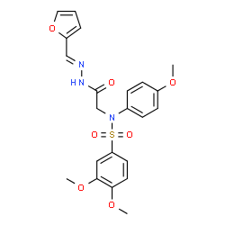ChemSpider 2D Image | N-{2-[(2E)-2-(2-Furylmethylene)hydrazino]-2-oxoethyl}-3,4-dimethoxy-N-(4-methoxyphenyl)benzenesulfonamide | C22H23N3O7S