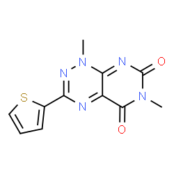 ChemSpider 2D Image | 1,6-Dimethyl-3-(2-thienyl)pyrimido[5,4-e][1,2,4]triazine-5,7(1H,6H)-dione | C11H9N5O2S