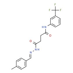 ChemSpider 2D Image | 4-[(2E)-2-(4-Methylbenzylidene)hydrazino]-4-oxo-N-[3-(trifluoromethyl)phenyl]butanamide | C19H18F3N3O2