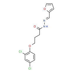 ChemSpider 2D Image | 4-(2,4-Dichlorophenoxy)-N'-[(E)-2-furylmethylene]butanehydrazide | C15H14Cl2N2O3