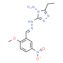 ChemSpider 2D Image | 3-Ethyl-5-[(2E)-2-(2-methoxy-5-nitrobenzylidene)hydrazino]-4H-1,2,4-triazol-4-amine | C12H15N7O3