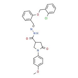 ChemSpider 2D Image | N'-[(E)-{2-[(2-Chlorobenzyl)oxy]phenyl}methylene]-1-(4-methoxyphenyl)-5-oxo-3-pyrrolidinecarbohydrazide | C26H24ClN3O4