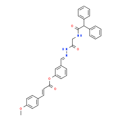 ChemSpider 2D Image | 3-[(E)-({[(Diphenylacetyl)amino]acetyl}hydrazono)methyl]phenyl (2E)-3-(4-methoxyphenyl)acrylate | C33H29N3O5