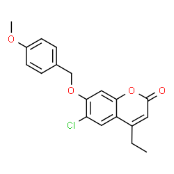 ChemSpider 2D Image | 6-Chloro-4-ethyl-7-[(4-methoxybenzyl)oxy]-2H-chromen-2-one | C19H17ClO4