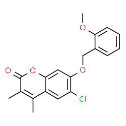 ChemSpider 2D Image | 6-Chloro-7-[(2-methoxybenzyl)oxy]-3,4-dimethyl-2H-chromen-2-one | C19H17ClO4