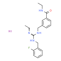 ChemSpider 2D Image | N-Ethyl-3-{[N''-ethyl-N'-(2-fluorobenzyl)carbamimidamido]methyl}benzamide hydroiodide (1:1) | C20H26FIN4O