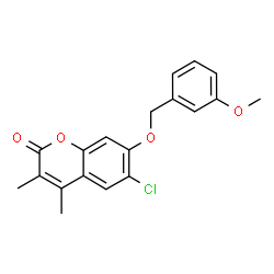 ChemSpider 2D Image | 6-Chloro-7-[(3-methoxybenzyl)oxy]-3,4-dimethyl-2H-chromen-2-one | C19H17ClO4