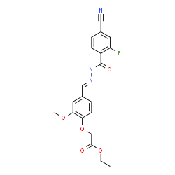 ChemSpider 2D Image | Ethyl (4-{(E)-[(4-cyano-2-fluorobenzoyl)hydrazono]methyl}-2-methoxyphenoxy)acetate | C20H18FN3O5