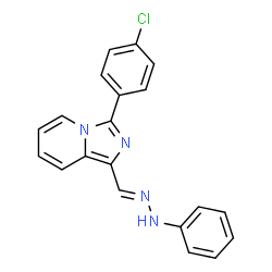 ChemSpider 2D Image | 3-(4-Chlorophenyl)-1-[(E)-(phenylhydrazono)methyl]imidazo[1,5-a]pyridine | C20H15ClN4