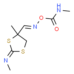 ChemSpider 2D Image | (Methylamino)[({(E)-[(2E)-4-methyl-2-(methylimino)-1,3-dithiolan-4-yl]methylene}amino)oxy]methanone | C8H13N3O2S2