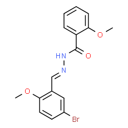 ChemSpider 2D Image | N'-[(E)-(5-Bromo-2-methoxyphenyl)methylene]-2-methoxybenzohydrazide | C16H15BrN2O3
