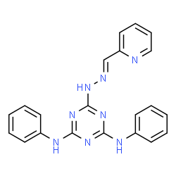 ChemSpider 2D Image | N,N'-Diphenyl-6-[(2E)-2-(2-pyridinylmethylene)hydrazino]-1,3,5-triazine-2,4-diamine | C21H18N8