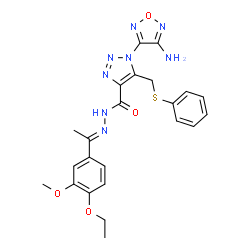 ChemSpider 2D Image | 1-(4-Amino-1,2,5-oxadiazol-3-yl)-N'-[(1E)-1-(4-ethoxy-3-methoxyphenyl)ethylidene]-5-[(phenylsulfanyl)methyl]-1H-1,2,3-triazole-4-carbohydrazide | C23H24N8O4S