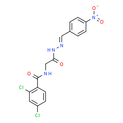 ChemSpider 2D Image | 2,4-Dichloro-N-{2-[(2E)-2-(4-nitrobenzylidene)hydrazino]-2-oxoethyl}benzamide | C16H12Cl2N4O4