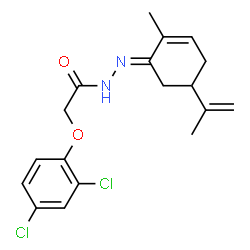 ChemSpider 2D Image | 2-(2,4-Dichlorophenoxy)-N'-[(1E)-5-isopropenyl-2-methyl-2-cyclohexen-1-ylidene]acetohydrazide | C18H20Cl2N2O2