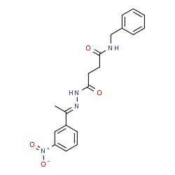 ChemSpider 2D Image | N-Benzyl-4-{(2E)-2-[1-(3-nitrophenyl)ethylidene]hydrazino}-4-oxobutanamide | C19H20N4O4