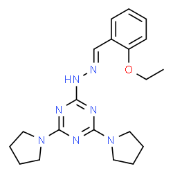 ChemSpider 2D Image | 2-[(2E)-2-(2-Ethoxybenzylidene)hydrazino]-4,6-di(1-pyrrolidinyl)-1,3,5-triazine | C20H27N7O