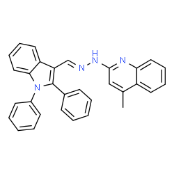 ChemSpider 2D Image | 2-{(2E)-2-[(1,2-Diphenyl-1H-indol-3-yl)methylene]hydrazino}-4-methylquinoline | C31H24N4