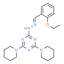 ChemSpider 2D Image | 2-[(2E)-2-(2-Ethoxybenzylidene)hydrazino]-4,6-di(1-piperidinyl)-1,3,5-triazine | C22H31N7O
