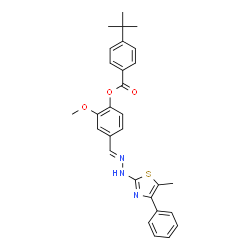 ChemSpider 2D Image | 2-Methoxy-4-{(E)-[(5-methyl-4-phenyl-1,3-thiazol-2-yl)hydrazono]methyl}phenyl 4-tert-butylbenzoate | C29H29N3O3S