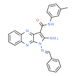 ChemSpider 2D Image | 2-Amino-1-[(E)-benzylideneamino]-N-(3-methylphenyl)-1H-pyrrolo[2,3-b]quinoxaline-3-carboxamide | C25H20N6O