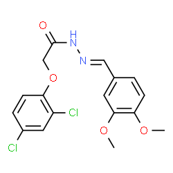 ChemSpider 2D Image | 2-(2,4-Dichlorophenoxy)-N'-[(E)-(3,4-dimethoxyphenyl)methylene]acetohydrazide | C17H16Cl2N2O4