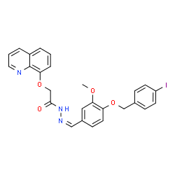 ChemSpider 2D Image | N'-[(Z)-{4-[(4-Iodobenzyl)oxy]-3-methoxyphenyl}methylene]-2-(8-quinolinyloxy)acetohydrazide | C26H22IN3O4