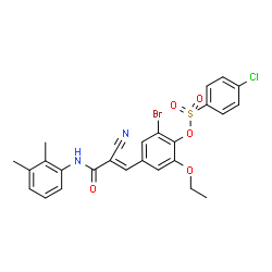 ChemSpider 2D Image | 2-Bromo-4-{(1E)-2-cyano-3-[(2,3-dimethylphenyl)amino]-3-oxo-1-propen-1-yl}-6-ethoxyphenyl 4-chlorobenzenesulfonate | C26H22BrClN2O5S