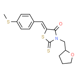 ChemSpider 2D Image | (5Z)-5-[4-(Methylsulfanyl)benzylidene]-3-(tetrahydro-2-furanylmethyl)-2-thioxo-1,3-thiazolidin-4-one | C16H17NO2S3
